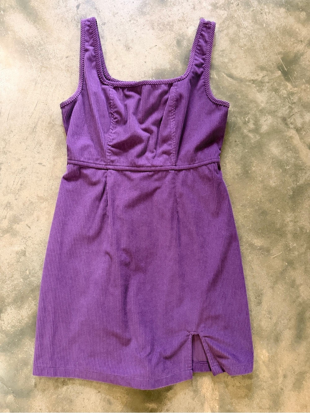 Japna Purple Ribbed Corduroy Like Mini Dress Slit Sleeveless Bodycon M